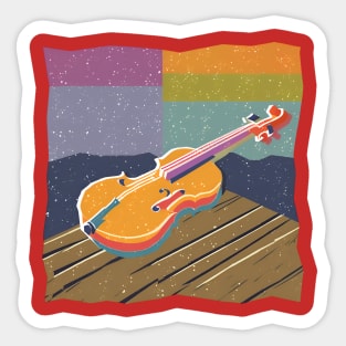 Vibrant Violin Risograph Art - Musical Instrument Sticker